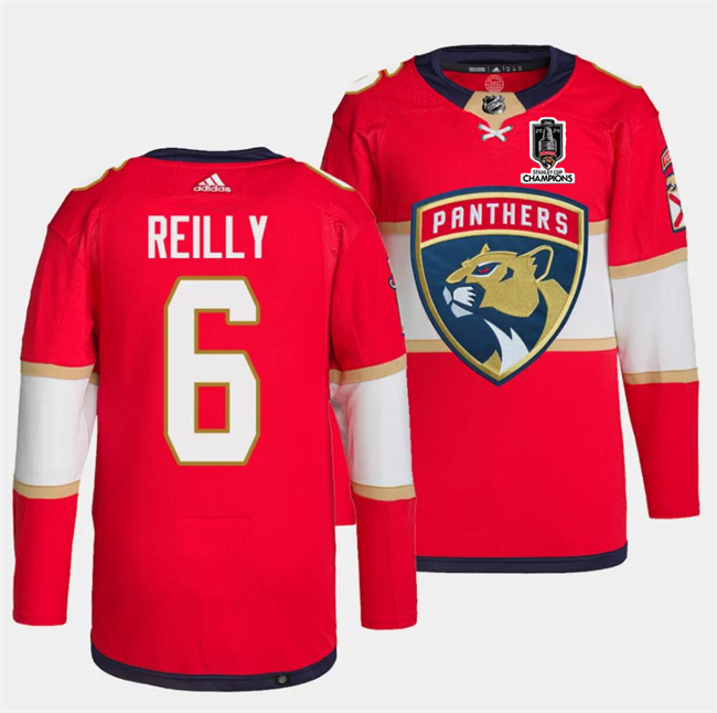 Men's Florida Panthers #6 Mike Reilly Red Home 2024 Stanley Cup Champions Stitched Jersey Men's Florida Panthers #6 Mike Reilly Red Home 2024 Stanley Cup Champions Stitched Jersey
